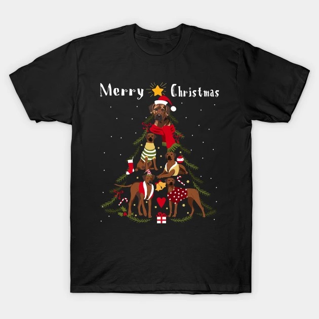 Christmas Tree Rhodesian Ridgeback Lover Xmas T-Shirt
