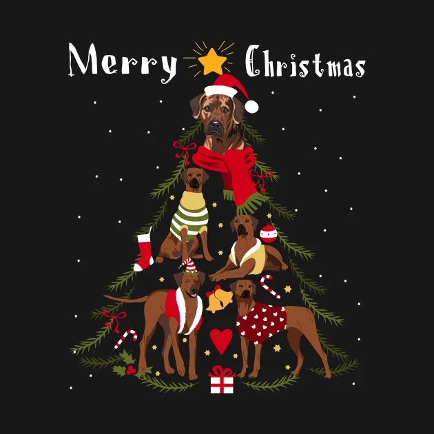 Christmas Tree Rhodesian Ridgeback Lover Xmas T-Shirts
