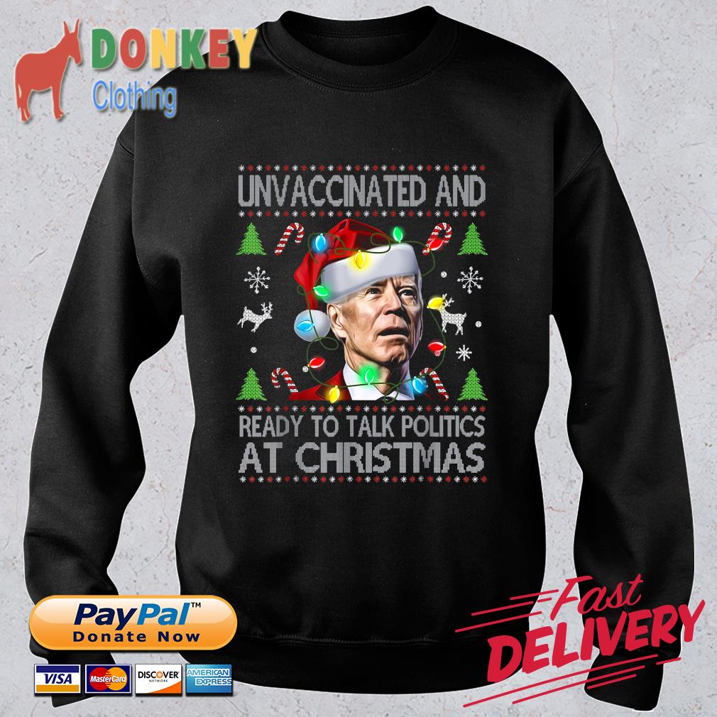Joe Biden Unvaccinated And Ready To Talk Politics At Ugly Christmas Lights Sweater