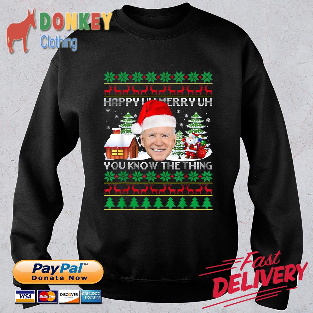 Santa Biden happy uh Merry uh you kno the thing Ugly Christmas sweater