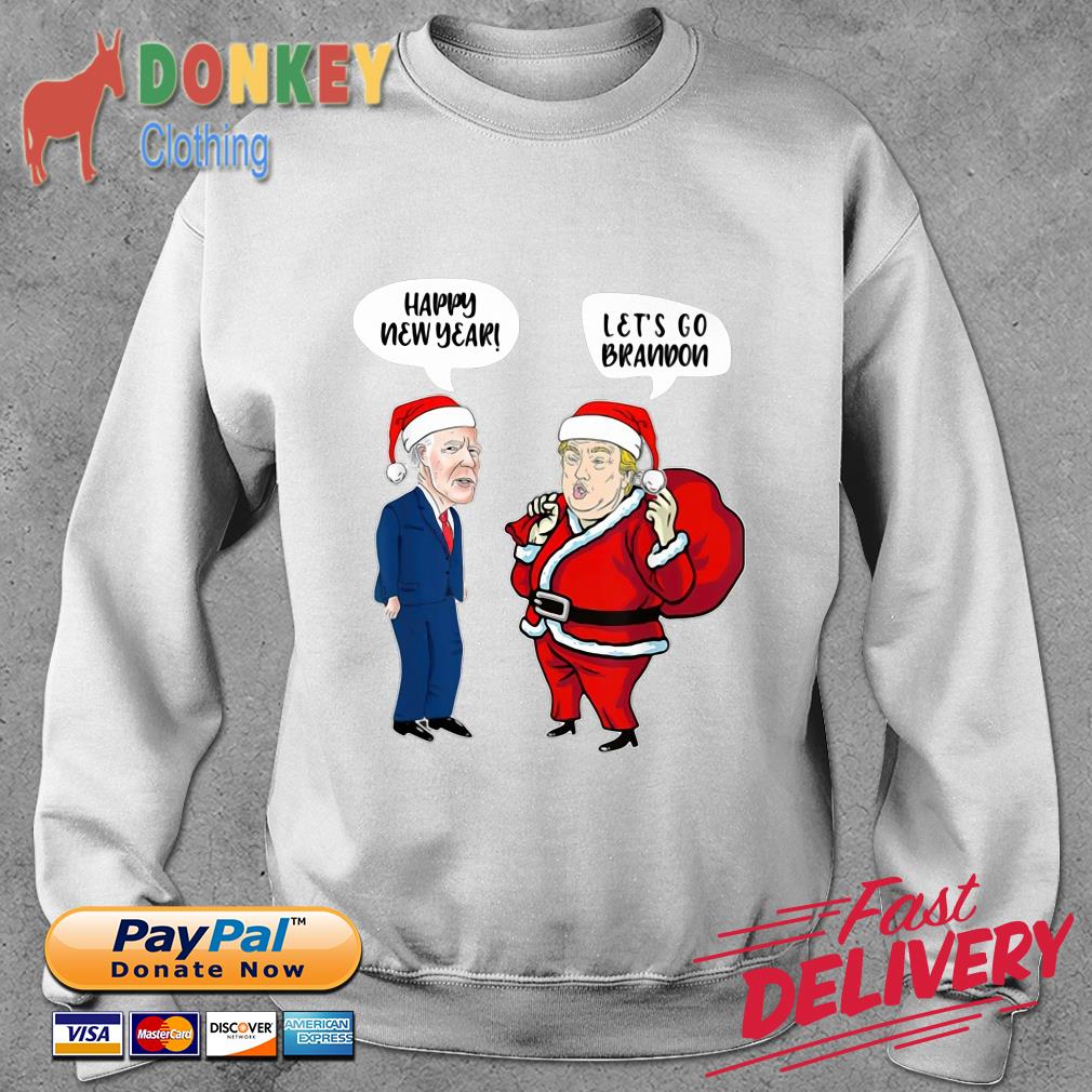 Santa Joe Biden Happy New Year 2022 And Santa Donald Trump let_s go brandon Christmas sweater