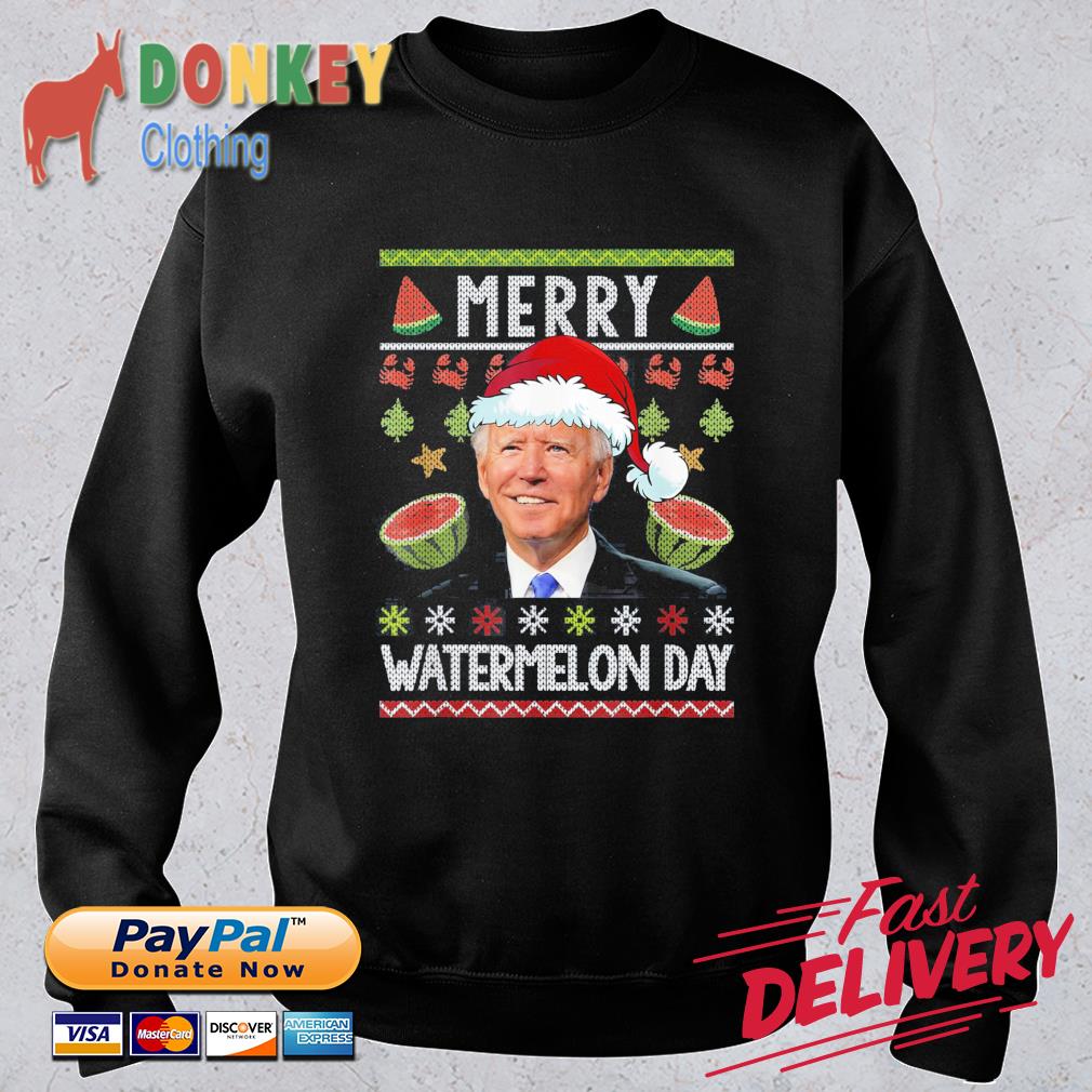 Santa Joe Biden Merry Watermelon Day Ugly Christmas sweater