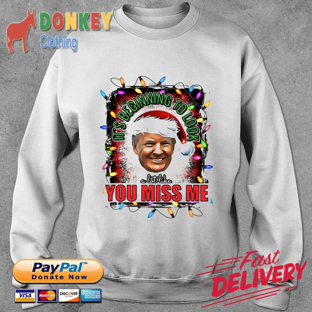 Santa Trump it's beginning to look a lot like you miss Me lights Christmas sweater