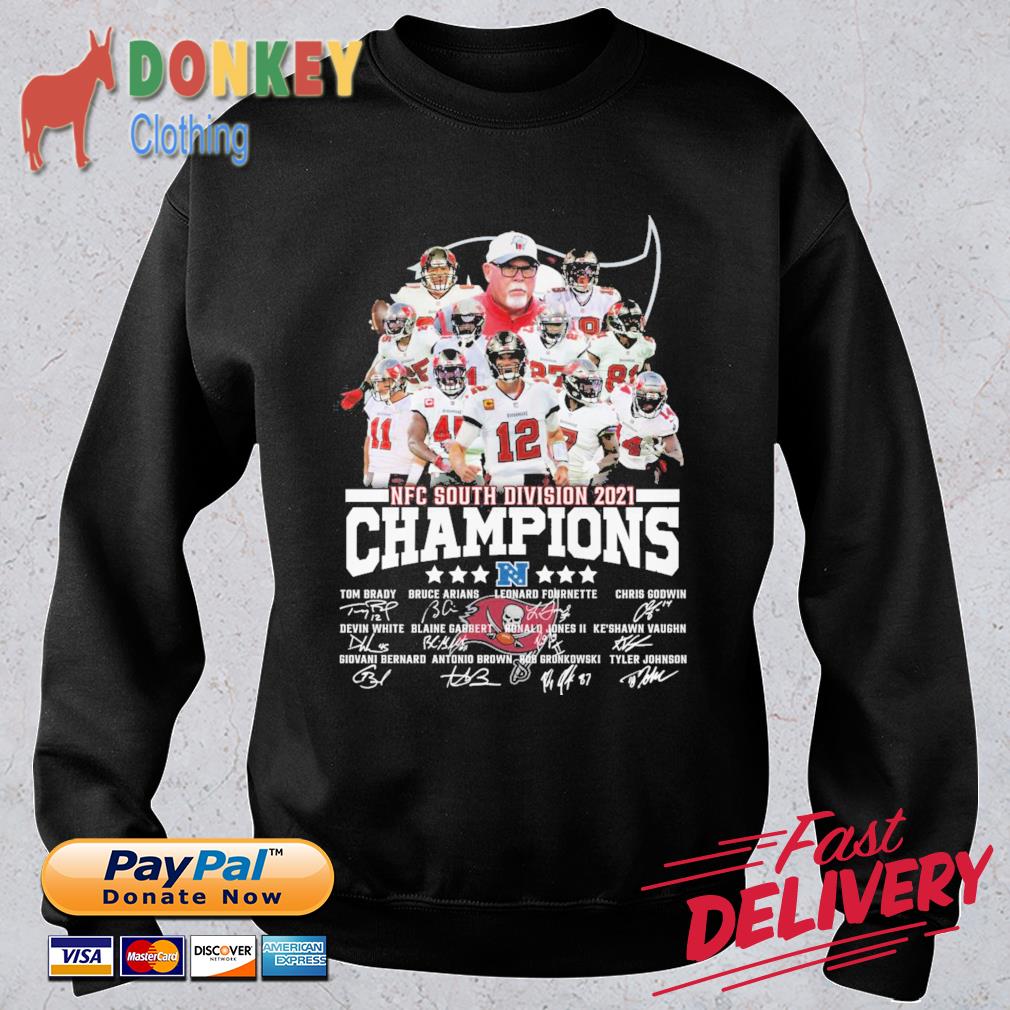 NFC South Division 2021 Champions signatures Tampa Bay Buccaneers shirt