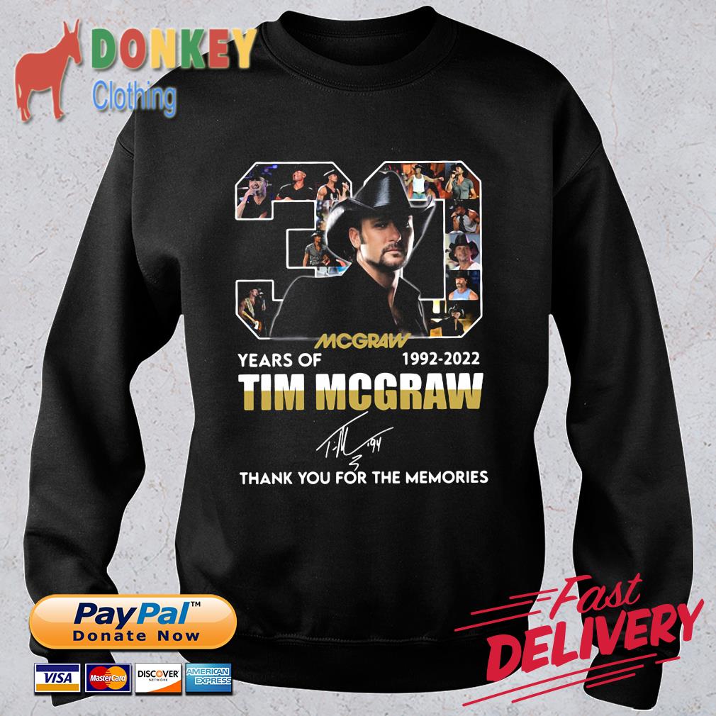 Tim Mcgraw 30 years of 1992-2022 thank you for the memories signature shirt
