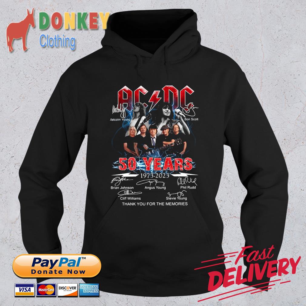 AC DC 50 years 1973 2023 signatures t-s Hoodie