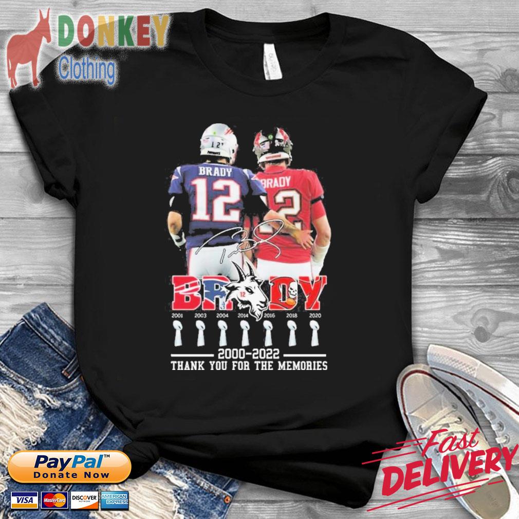 Tom Brady 2000 2022 Patriots And Buccaneers Thank You For The Memories Signature Shirt