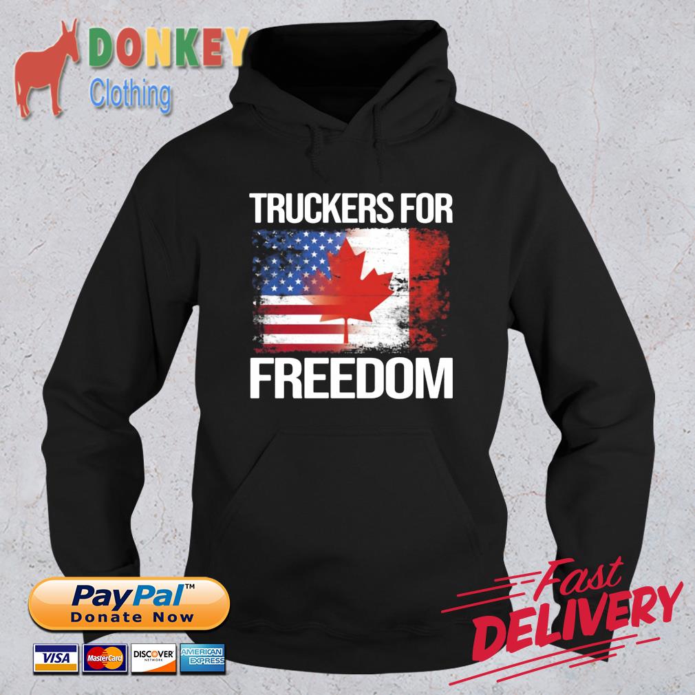 Truckers for freedom American and Canada flag Hoodie