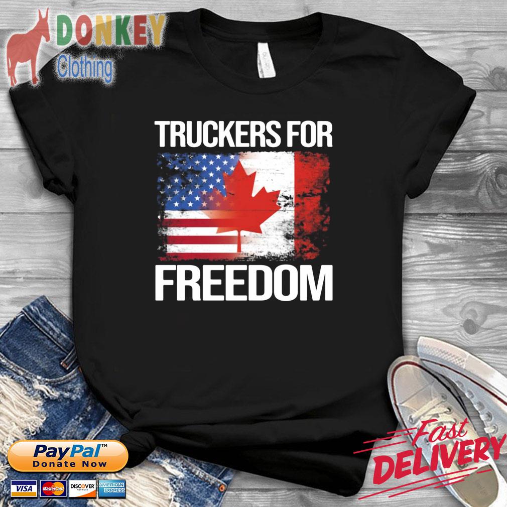 Truckers for freedom American and Canada flag shirt