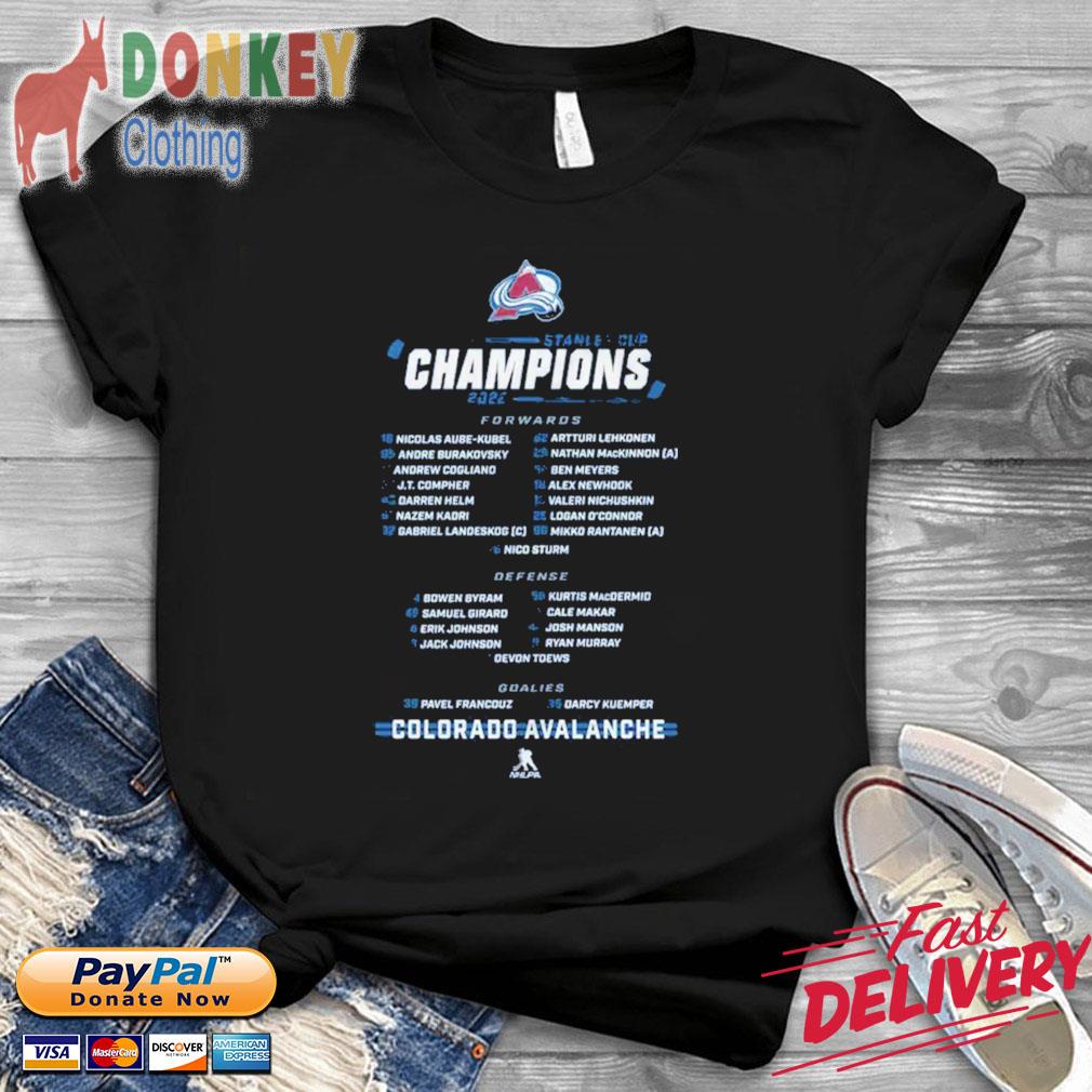 Colorado Avalanche 2022 Stanley Cup Champions Roster t-shirt