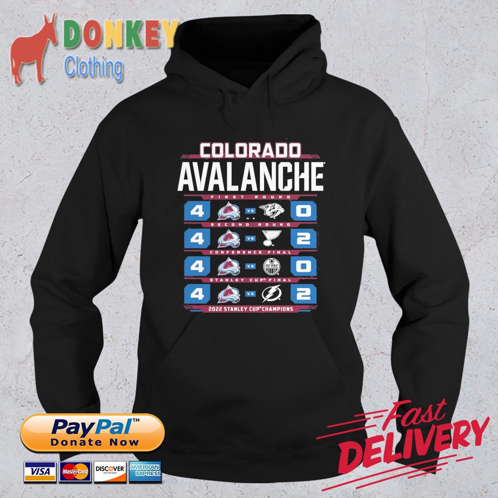 Colorado Avalanche First Round Second Round Conference Final Stanley Cup Final 2022 Stanley Cup Champions s Hoodie