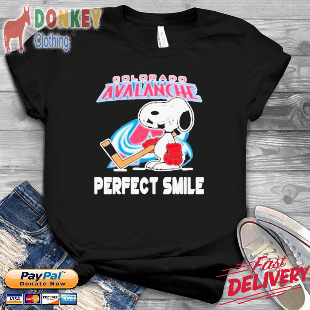 Colorado Avalanche Snoopy Perfect Smile Stanley Cup Champions Shirt