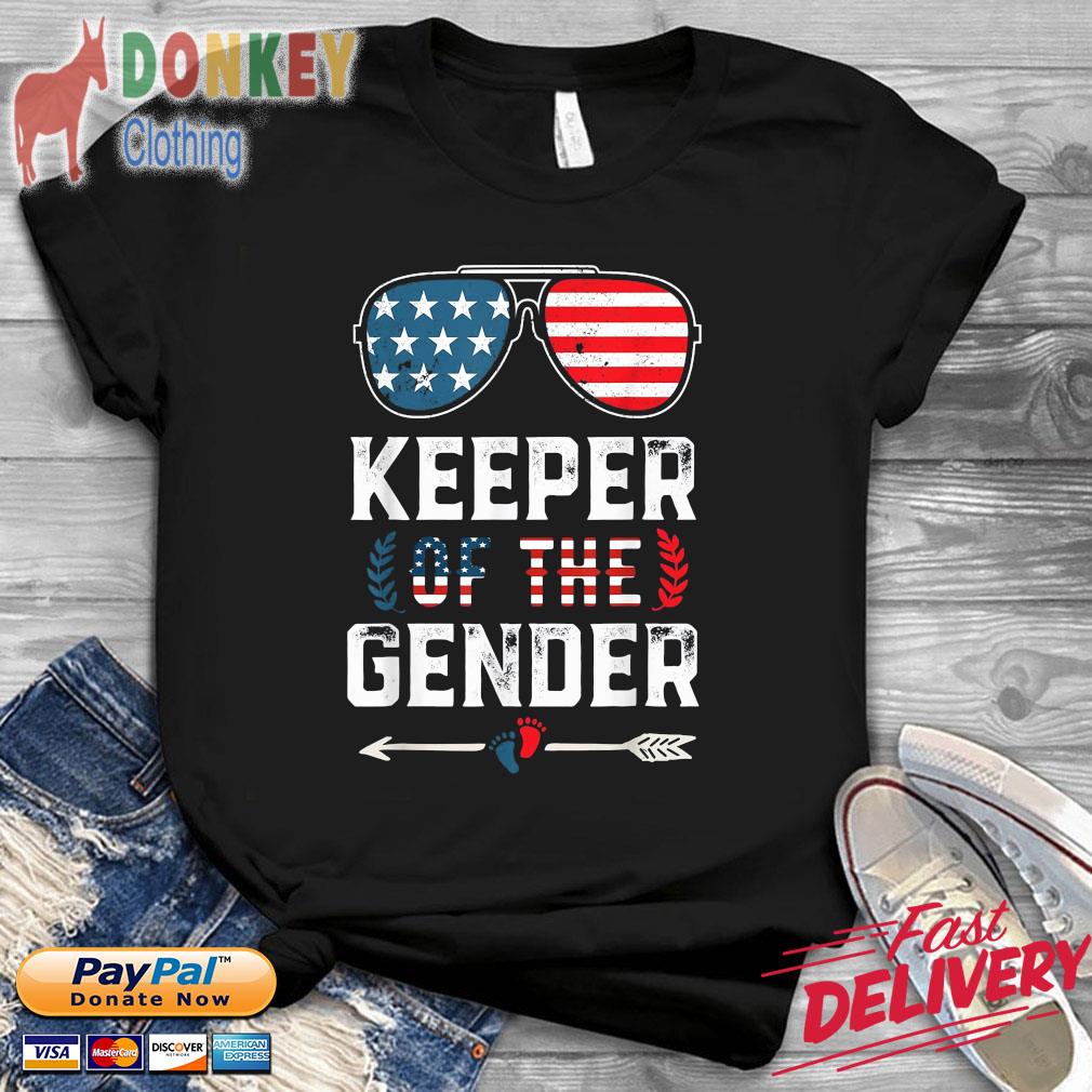Keeper Of The Gender Reveal 4th Of July US Flag Sunglasses Shirt