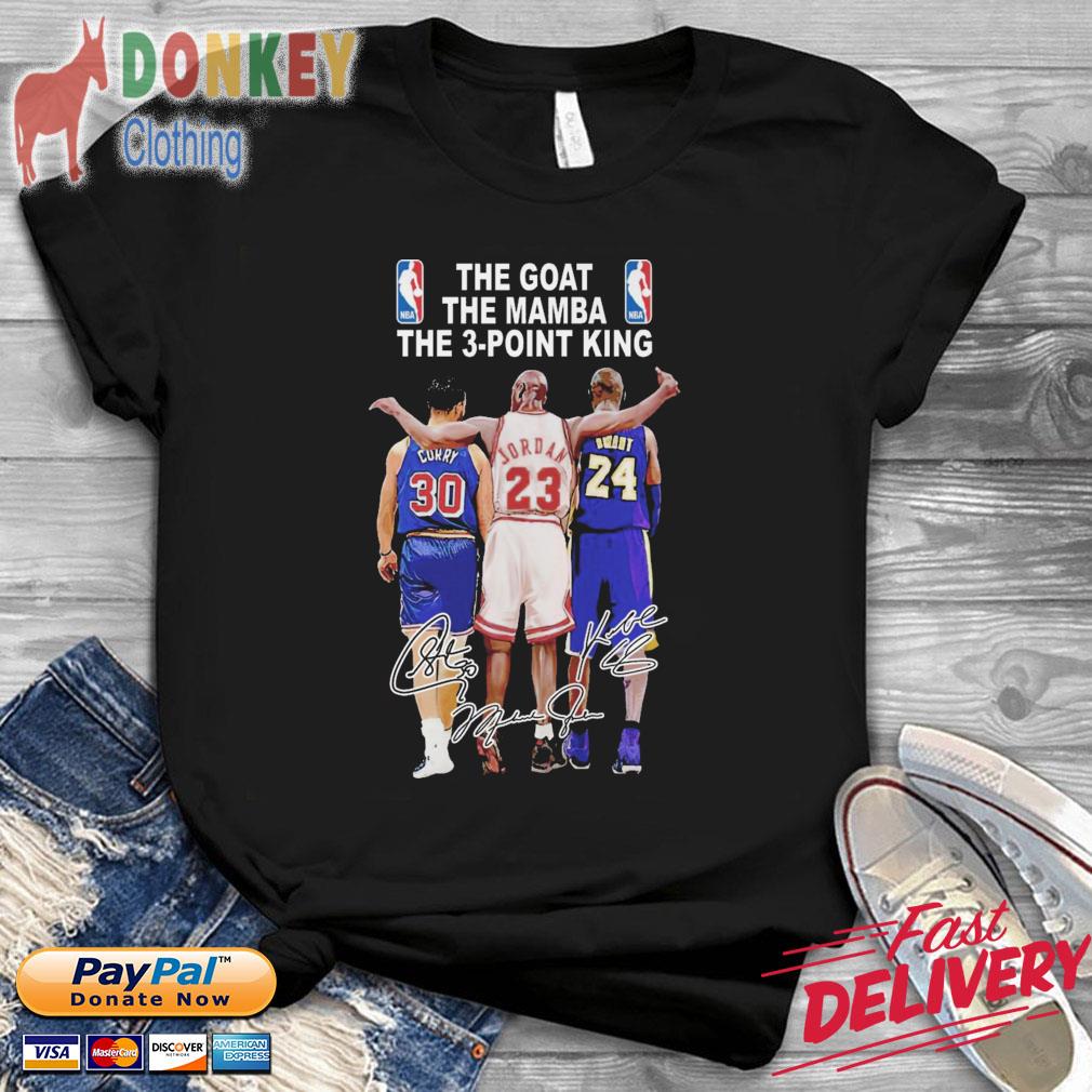 NBA The goat the mamba the 3-point Curry Jordan And Bryant signatures shirt