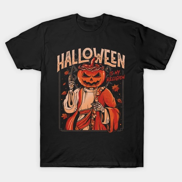 Halloween Is My Religion Pumpkin Skull Happy Halloween 2022 T-Shirt