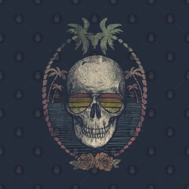 Palm Skull Glasses Summer Vintage Shirt