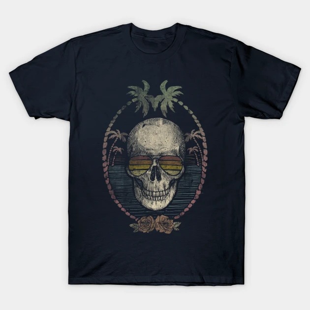 Palm Skull Glasses Summer Vintage T-Shirt