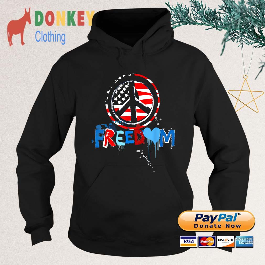 Patriotic Peace Sign USA Flag Freedom Vote T-Shirt Hoodie