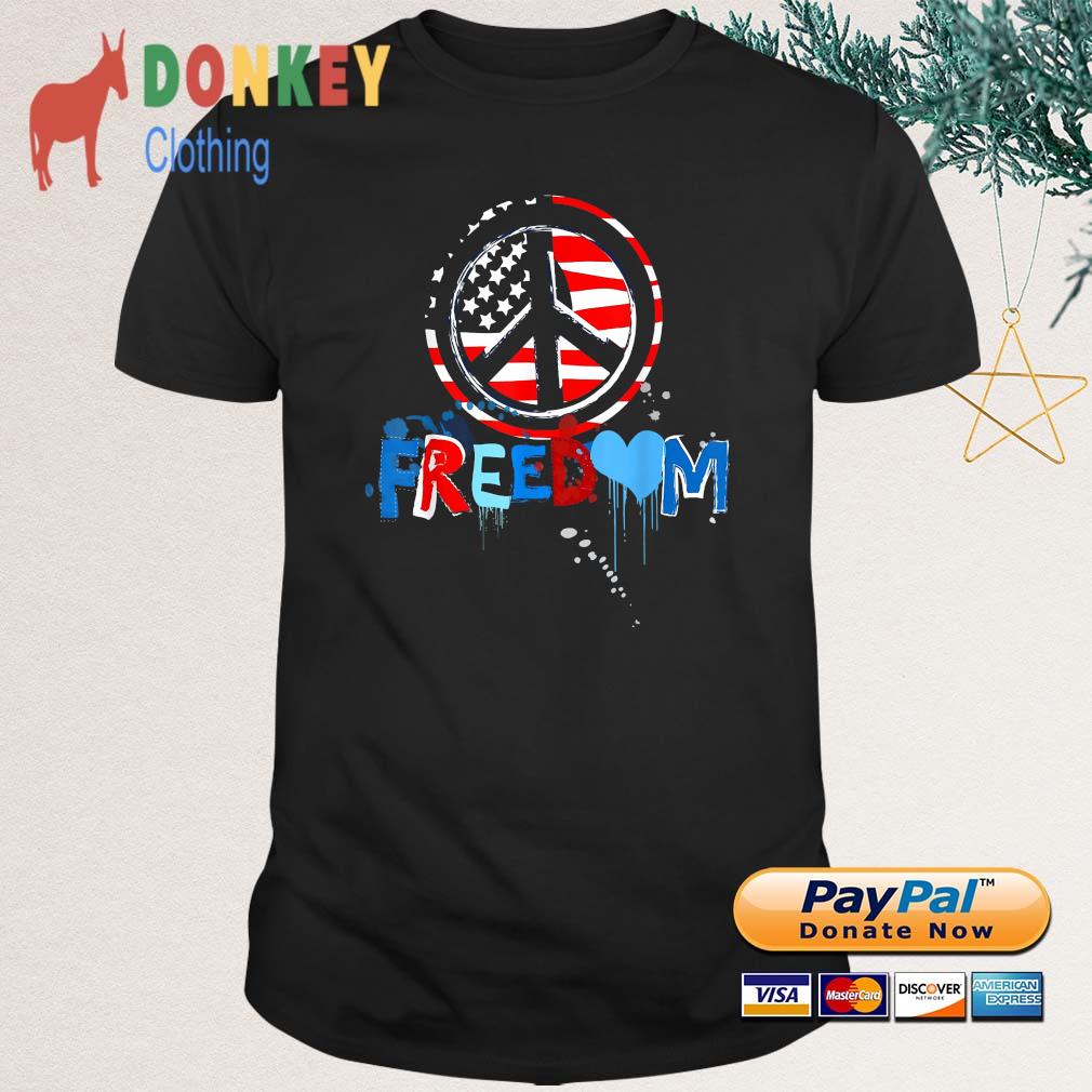 Patriotic Peace Sign USA Flag Freedom Vote T-Shirt