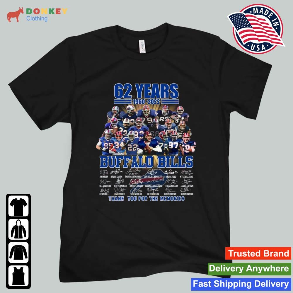 62 Years 1960 – 2022 Buffalo Bills Thank You For The Memories Signatures Shirt