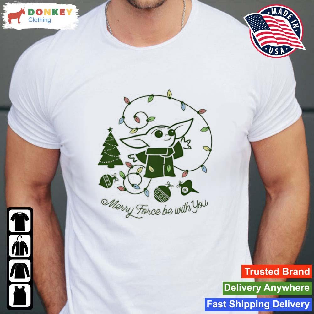 Baby Yoda The Child Merry Force Be With You Christmas Light 2022 Shirt