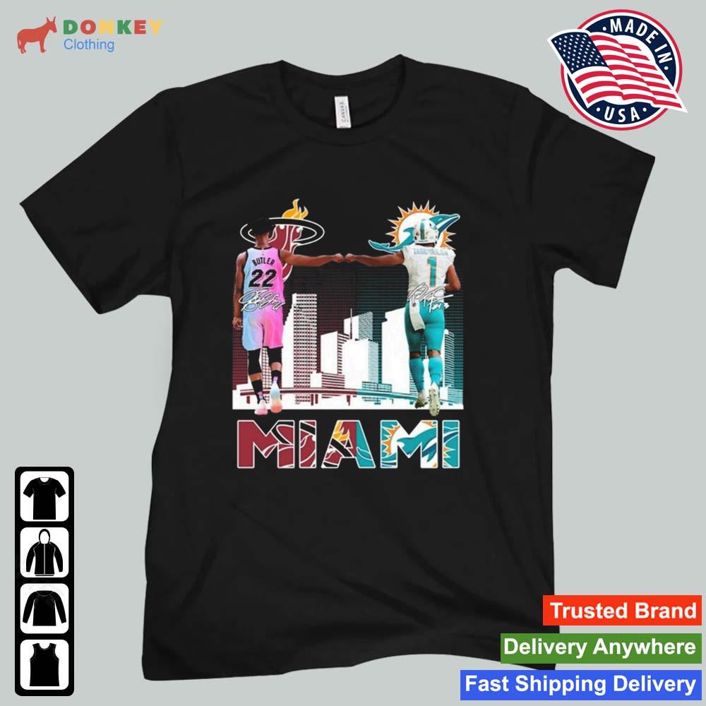 Miami Heat Butler Miami Dolphins Jaylen Waddle Signatures 2022 Shirt
