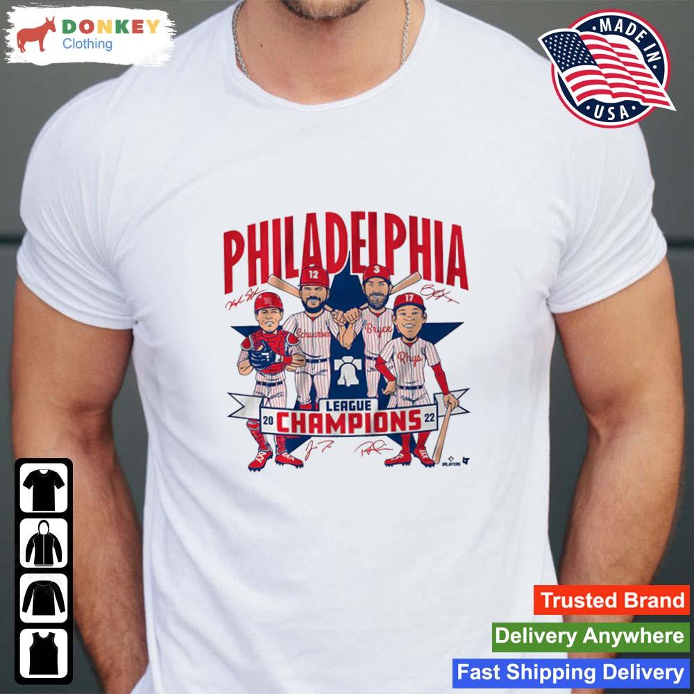 Philadelphia Phillies 2022 League Champions Caricature Signatures MLB T-Shirt
