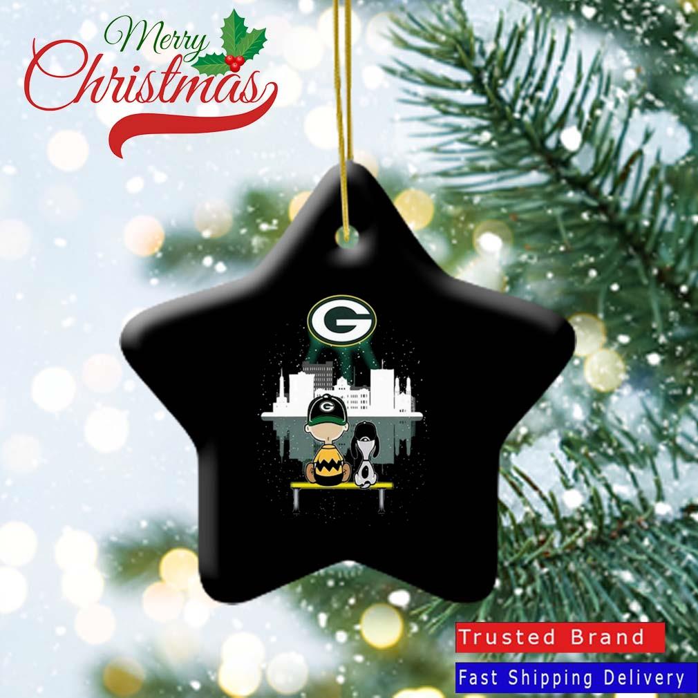 Charlie Brown And Snoopy Dog Watching City Green Bay Packers Ornament