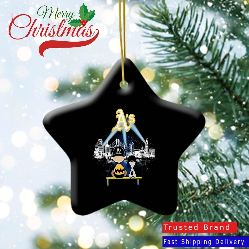 Charlie Brown And Snoopy Dog Watching City Oakland Athletics Ornament