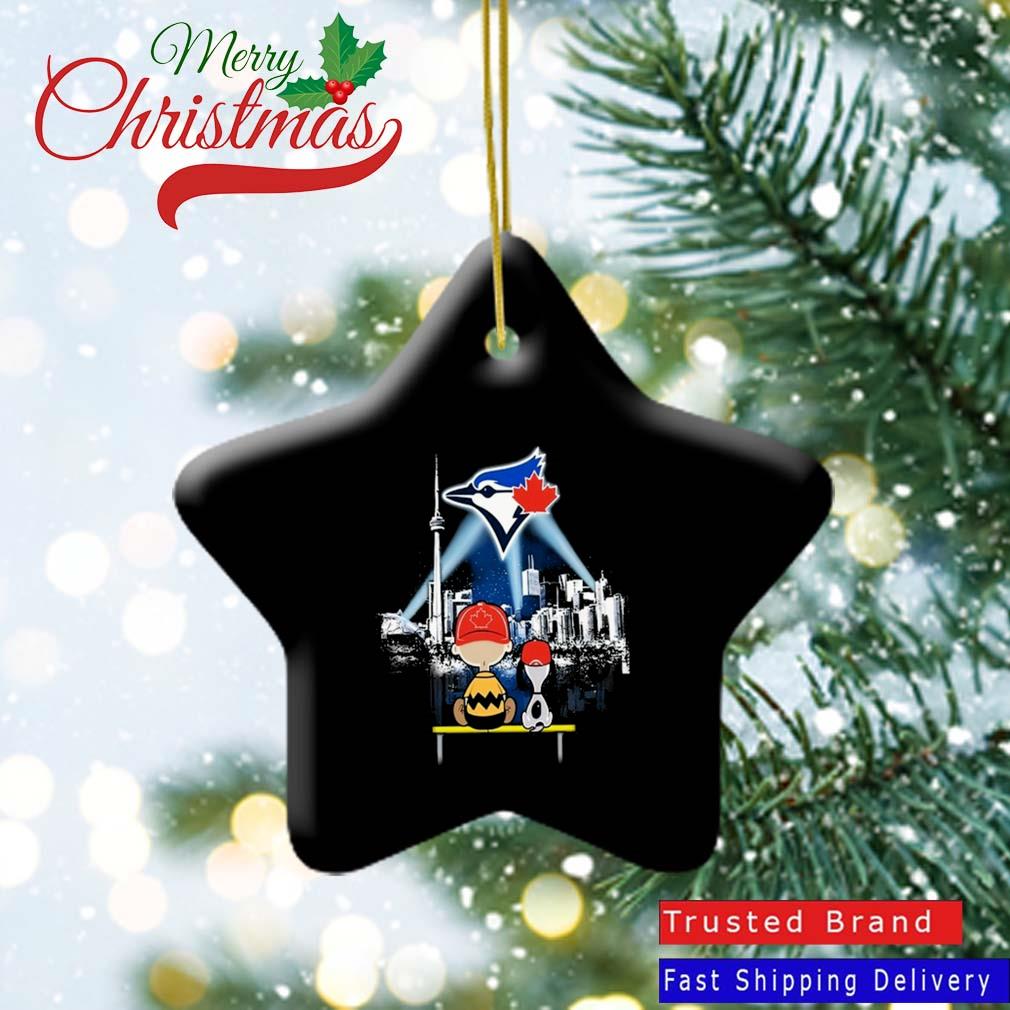 Charlie Brown And Snoopy Dog Watching City Toronto Blue Jays Ornament