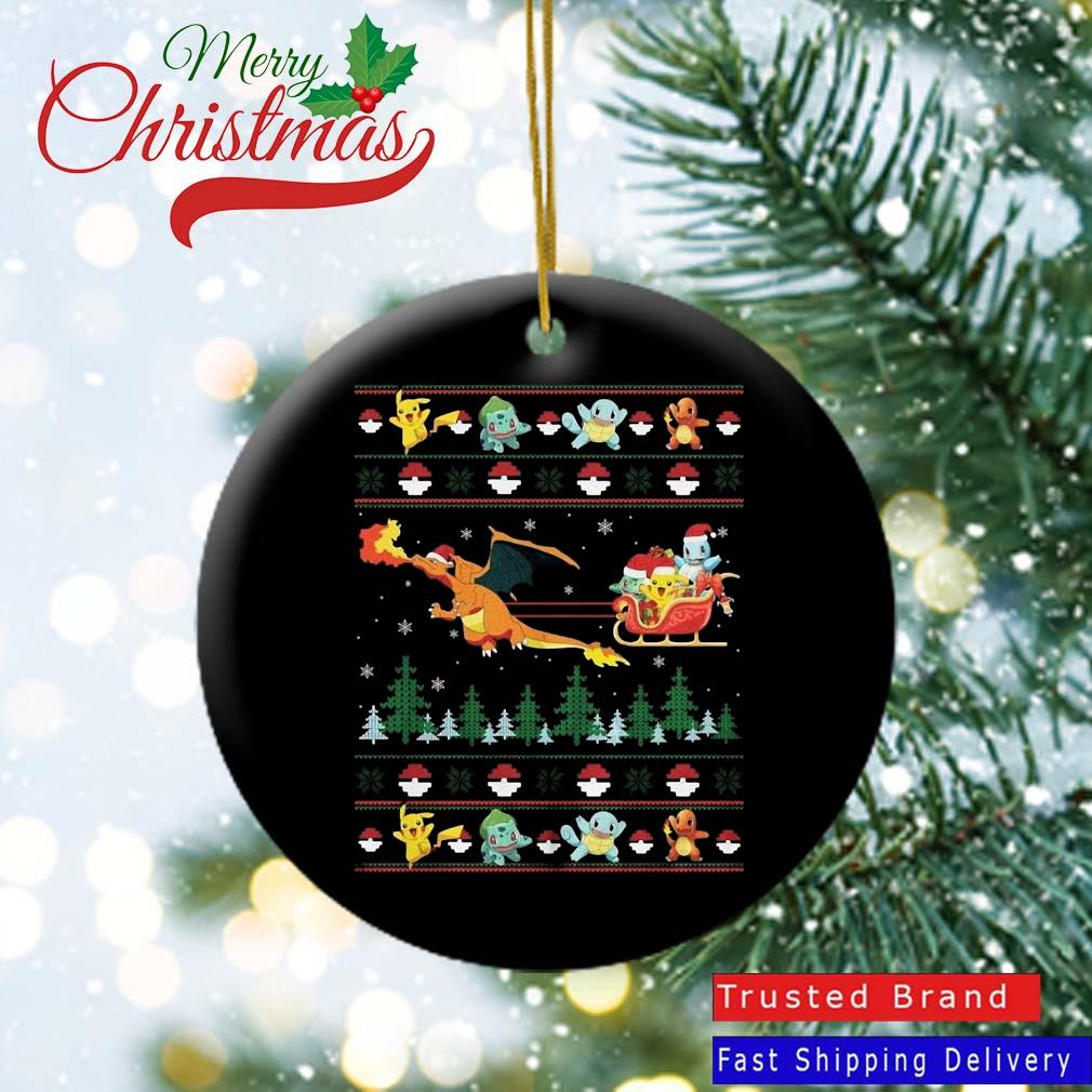 Christmas Pattern Pokemon Characters Santa Wagon Ugly Ornament