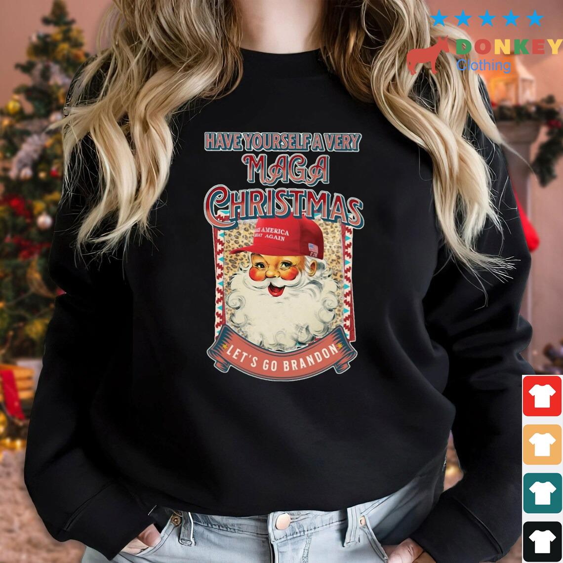 Have Yourself A Very Maga Christmas Let's Go Brandon Santa Merry Christmas Sweater
