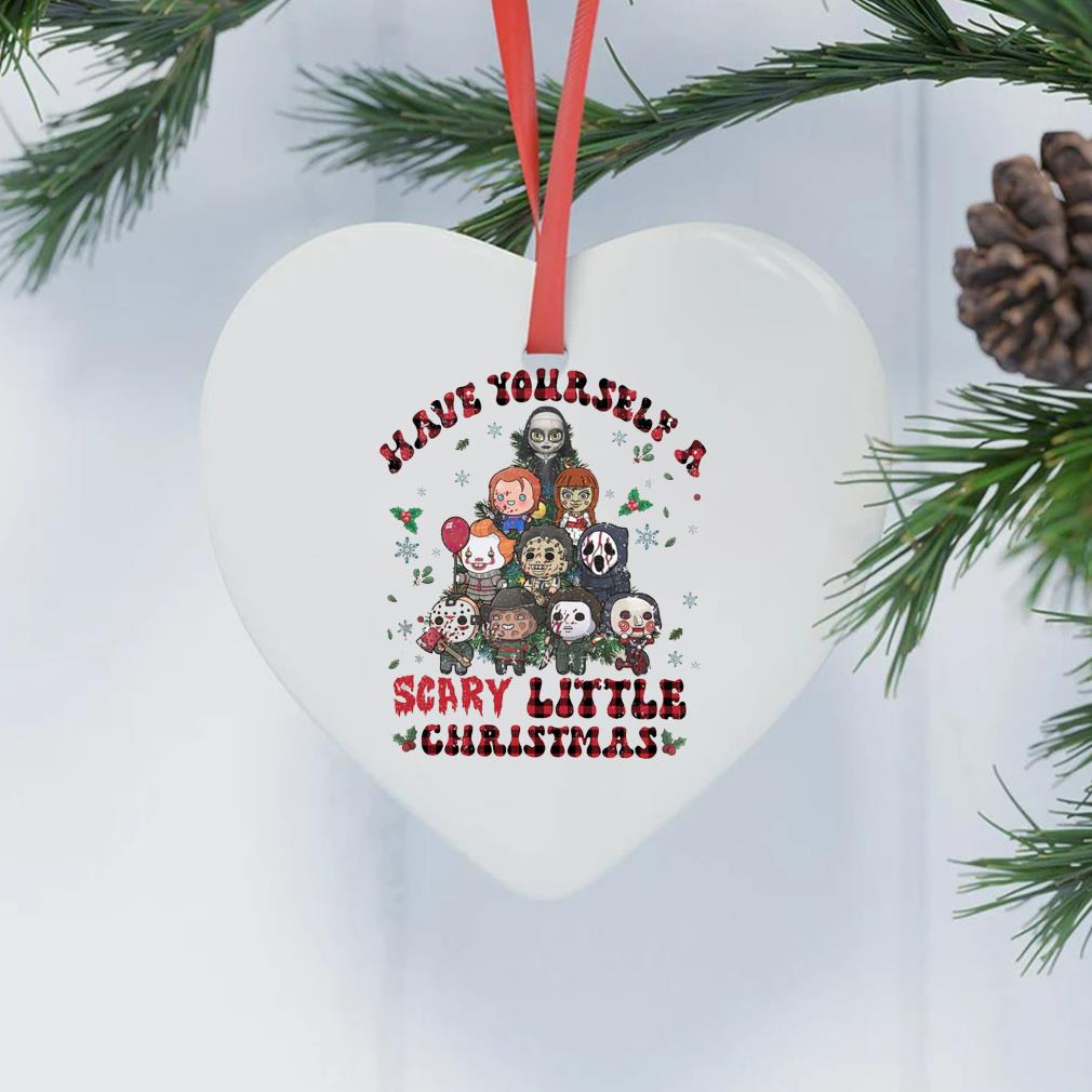 Horror Movie Characters Chibi Have Yourself A Scary Little Christmas Ornament heart trang