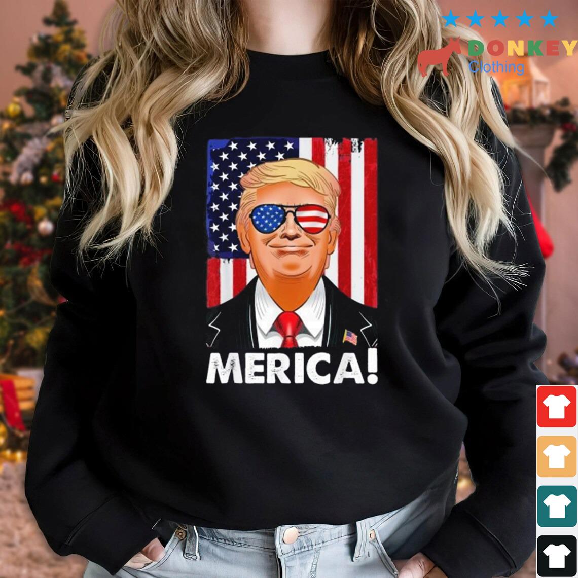 Merica Donald Trump 4th Of July USA Patriotic American Flag T-Shirt