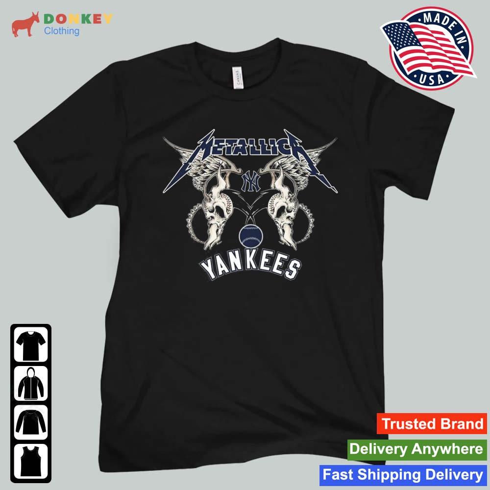 MLB New York Yankees Logo Black Metallica Wings Shirt