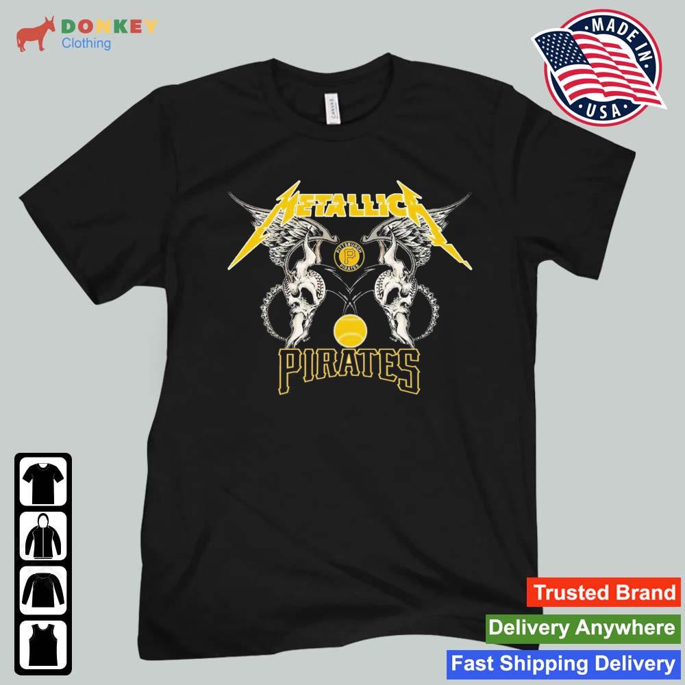 MLB Pittsburgh Pirates Logo Black Metallica Wings Shirt