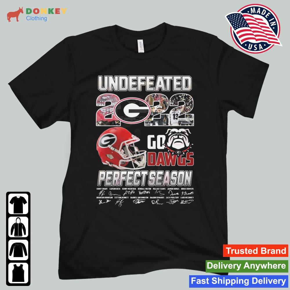 NCAA Georgia Bulldogs Football Undefeated 2022 Go Dawgs Perfect Season Signatures Shirt