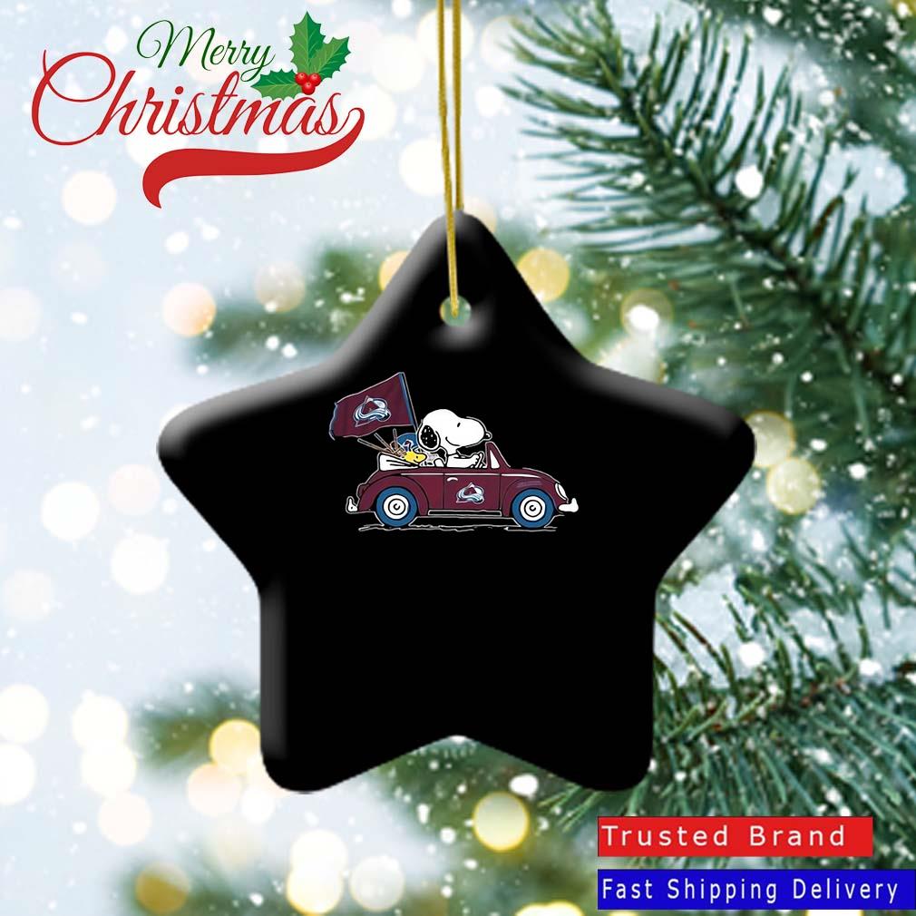 NFL Colorado Avalanche Snoopy And Woodstock Drives Colorado Avalanche Beetle Car Ornament