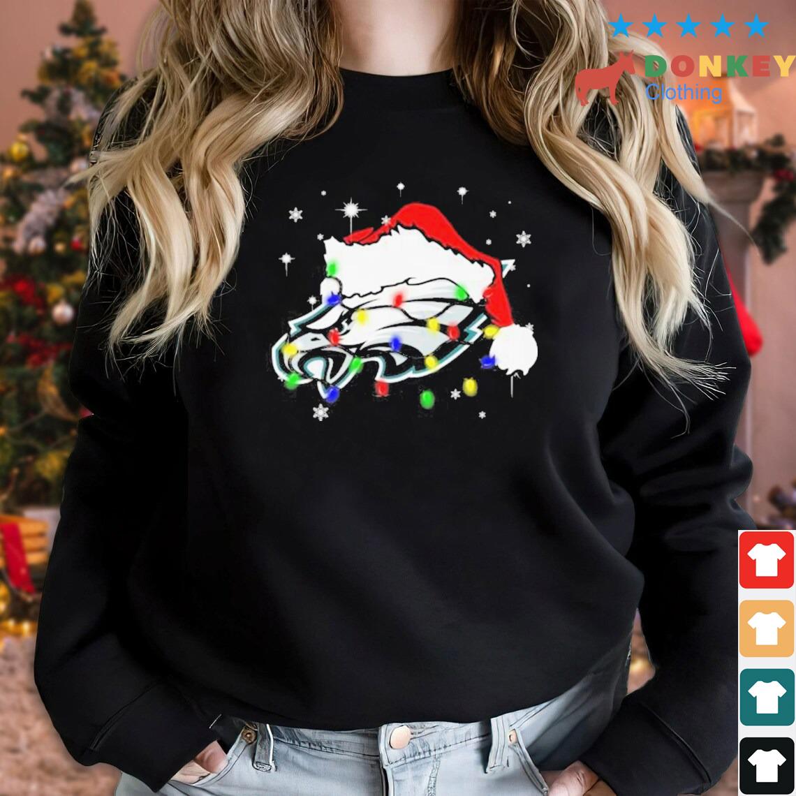 Philadelphia Eagles Logo Santa Hat Light Christmas Sweater