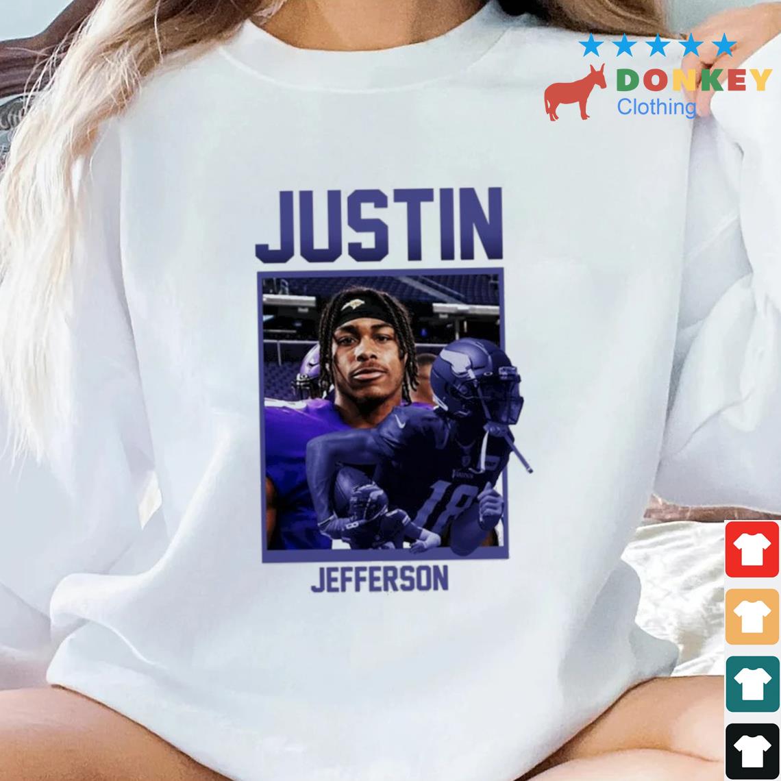 Purple Portrait Justin Jefferson Football Players2022 Shirt