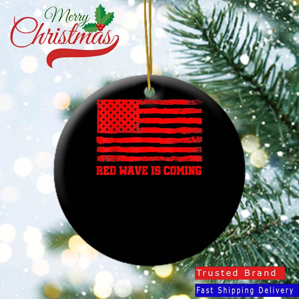 Red Wave Is Coming USA Flag Ornament