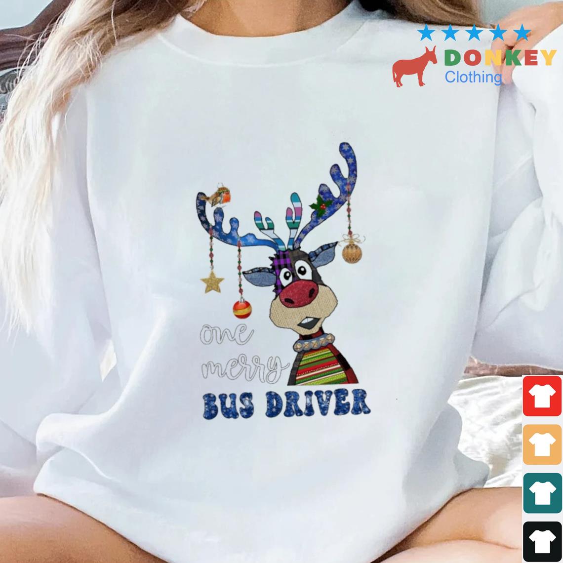 Reindeer Bauble One Merry Bus Driver Christmas Sweater