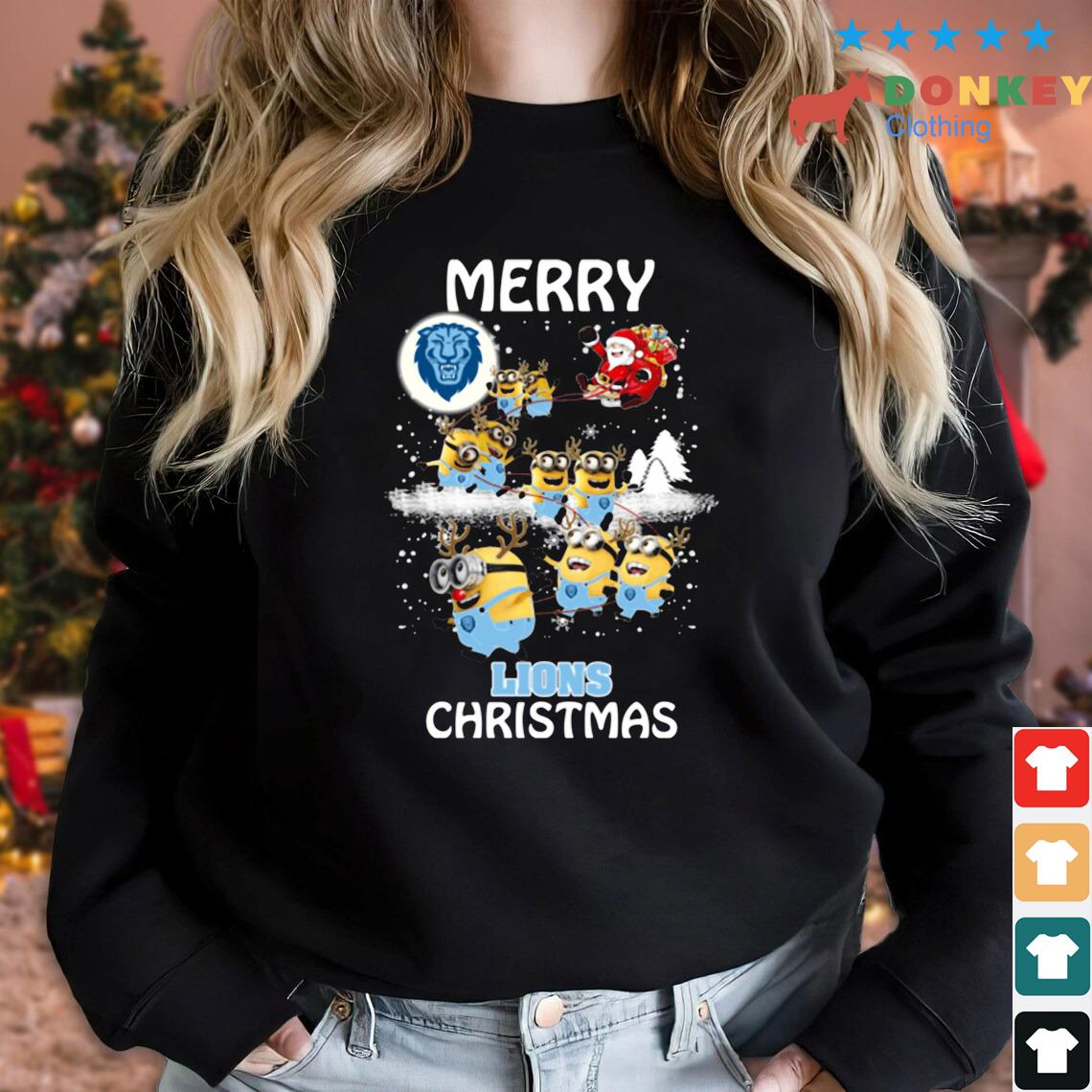 Santa Claus With Sleigh Minions Columbia Lions Christmas Sweater