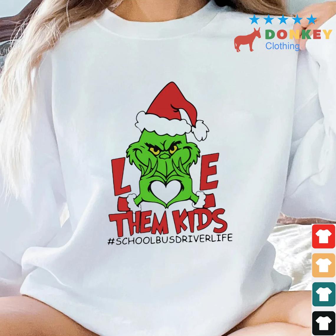 Santa Grinch Love Them Kids School Bus Driver Life Christmas Sweater