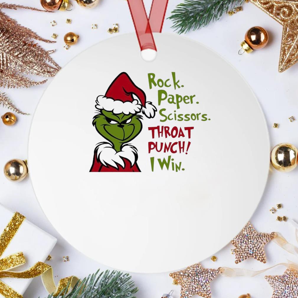 Santa Grinch Rock Paper Scissors Throat Punch I Win Christmas 2022 Ornament