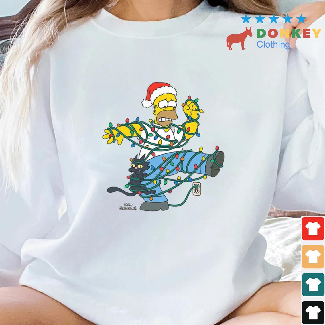 Simpsons Homer And Snowball Christmas Lights Sweater