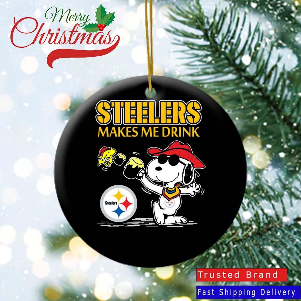 Snoopy And Woodstock Pittsburgh Steelers Make Me Drink Ornament