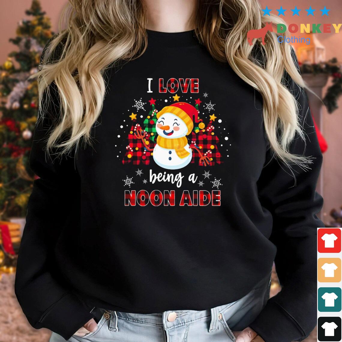 Snowman I Love Being A Noon Aide Plaid Splicing Red Christmas Sweater