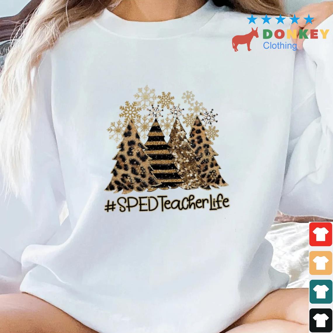 SPED Teacher Life Leopard Tree Christmas Sweater
