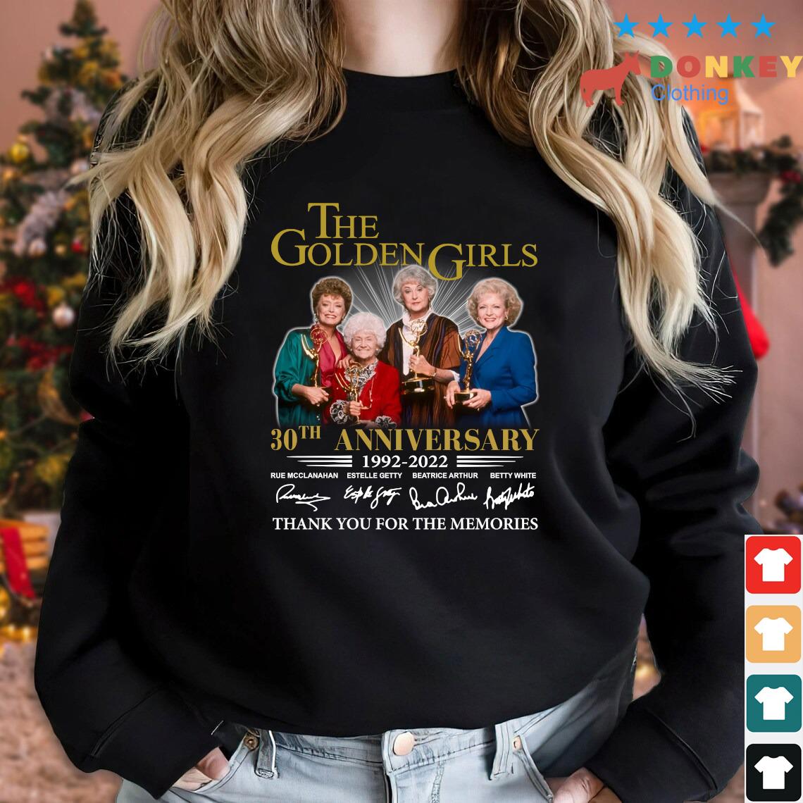 The Golden Girls 30th anniversary 1992-2022 thank you for the memories signatures Chirstmas sweater